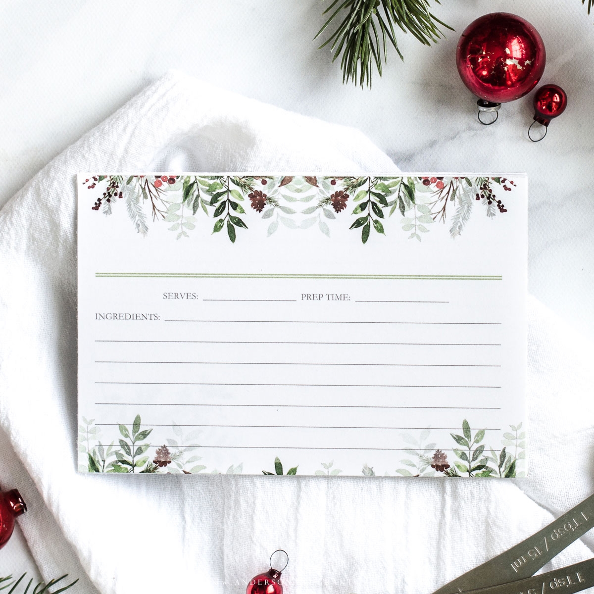 Printable Christmas Recipe Card Template