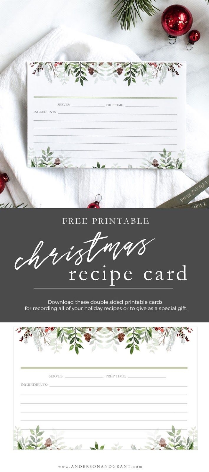 Christmas Greens Printable Recipe Card