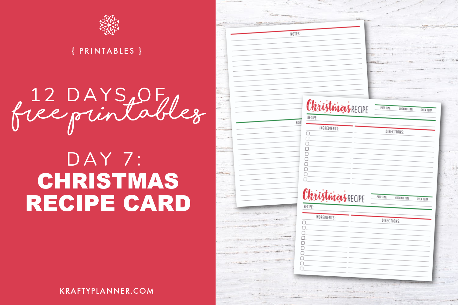 Free Printable Christmas Recipe Card Template