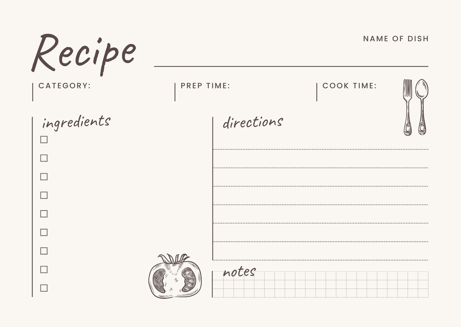 Printable Recipe Card Template Free