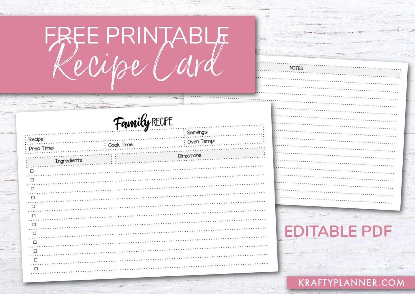Free Recipe Template Printable