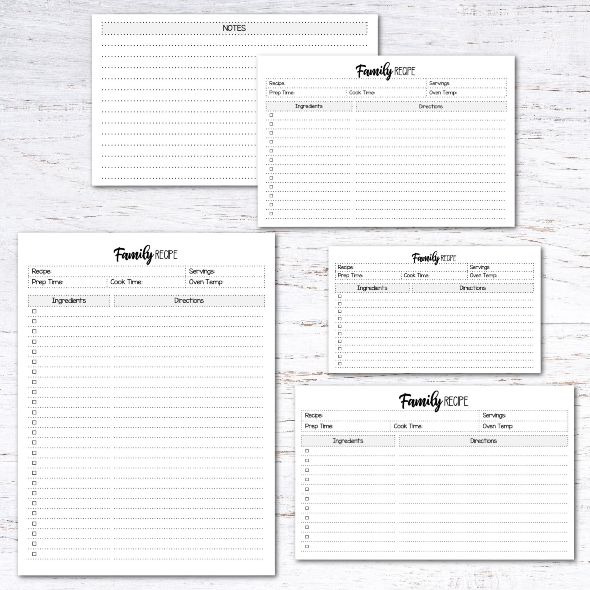 Printable Editable Recipe Card Template