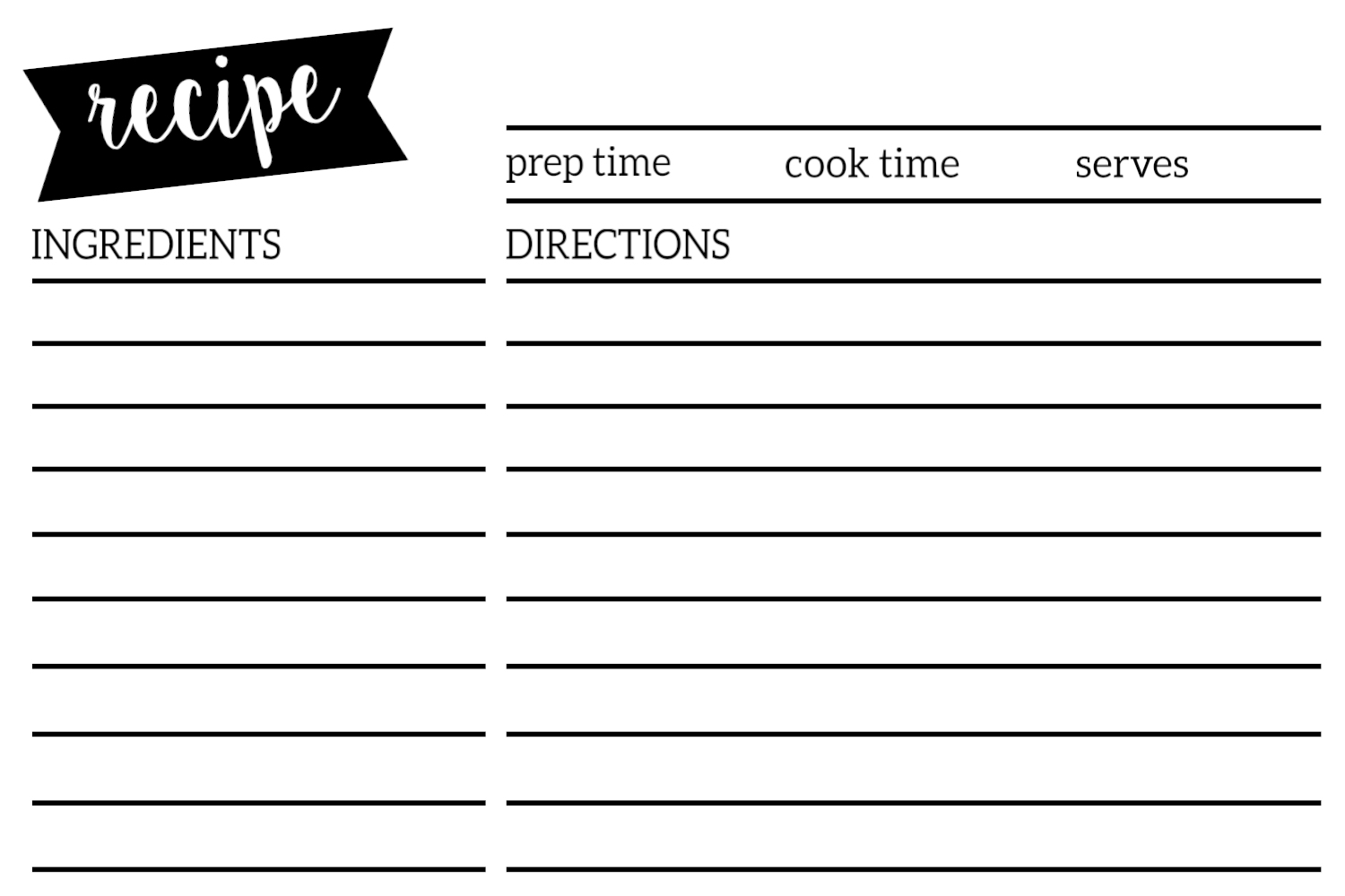 Free Printable Recipe Card Template
