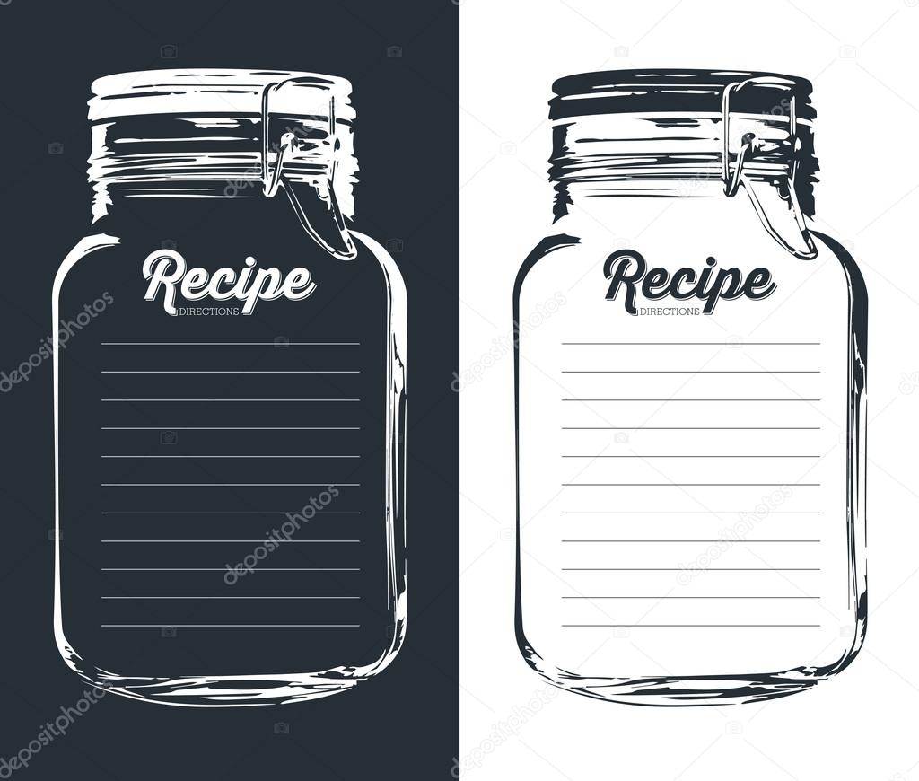 Mason Jar With Hook Recipe Card And Lines Template Stock Vector By sommer7596 86813382